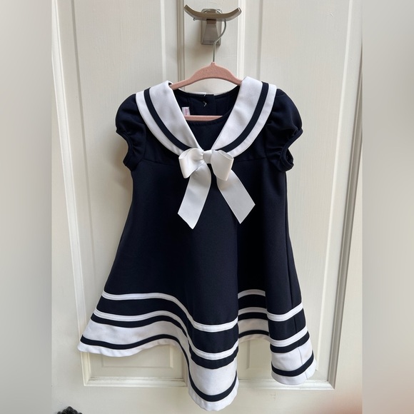NWOT Bonnie Baby 24M Blue and White Sailor Outfit Formal Dress - Picture 1 of 4